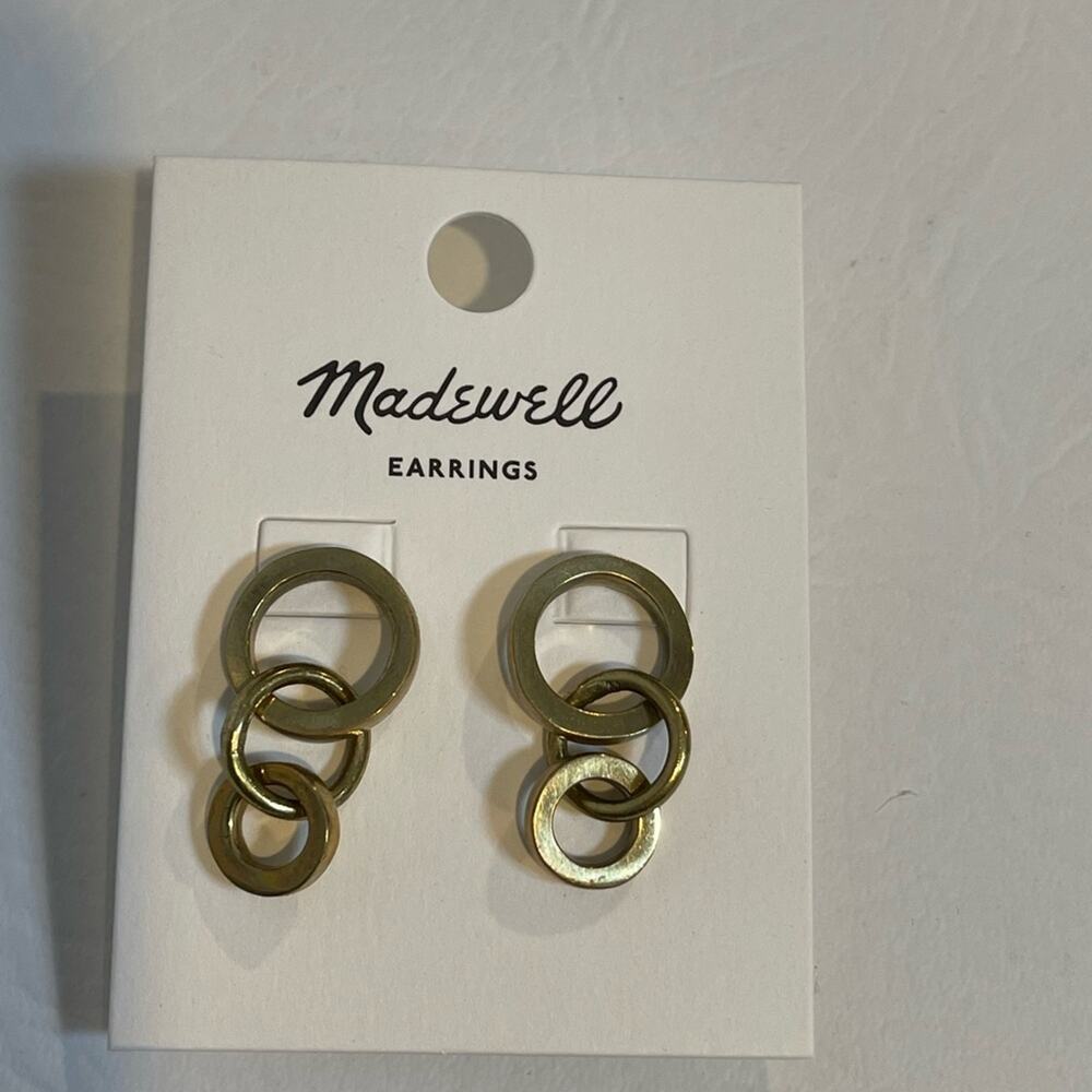 Madewell Pierced Earrings. Handmade from upcycled brass by artisans in Kenya.